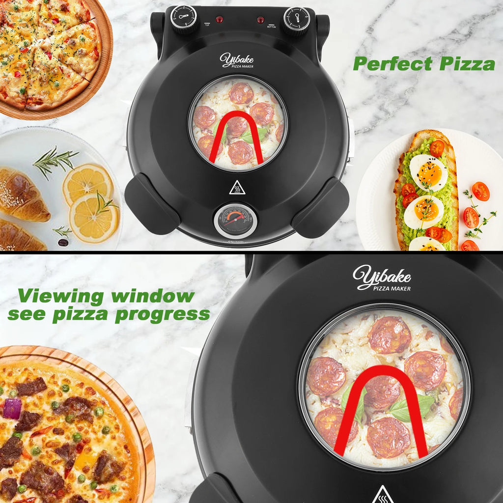 Professional Indoor Electric Pizza Oven – 1200W, 420℃ Fast Heat, Dual Control & 12" Removable Ceramic Stone