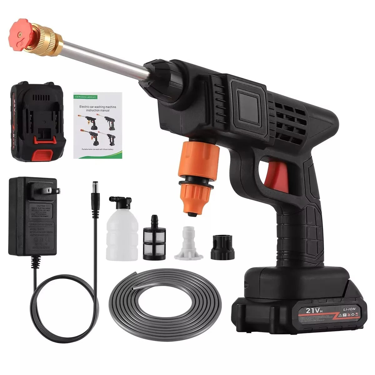 Portable Electric Pressure Washer Gun – 260W, 30BAR Peak Pressure, Rechargeable 24V Cordless Power Cleaner