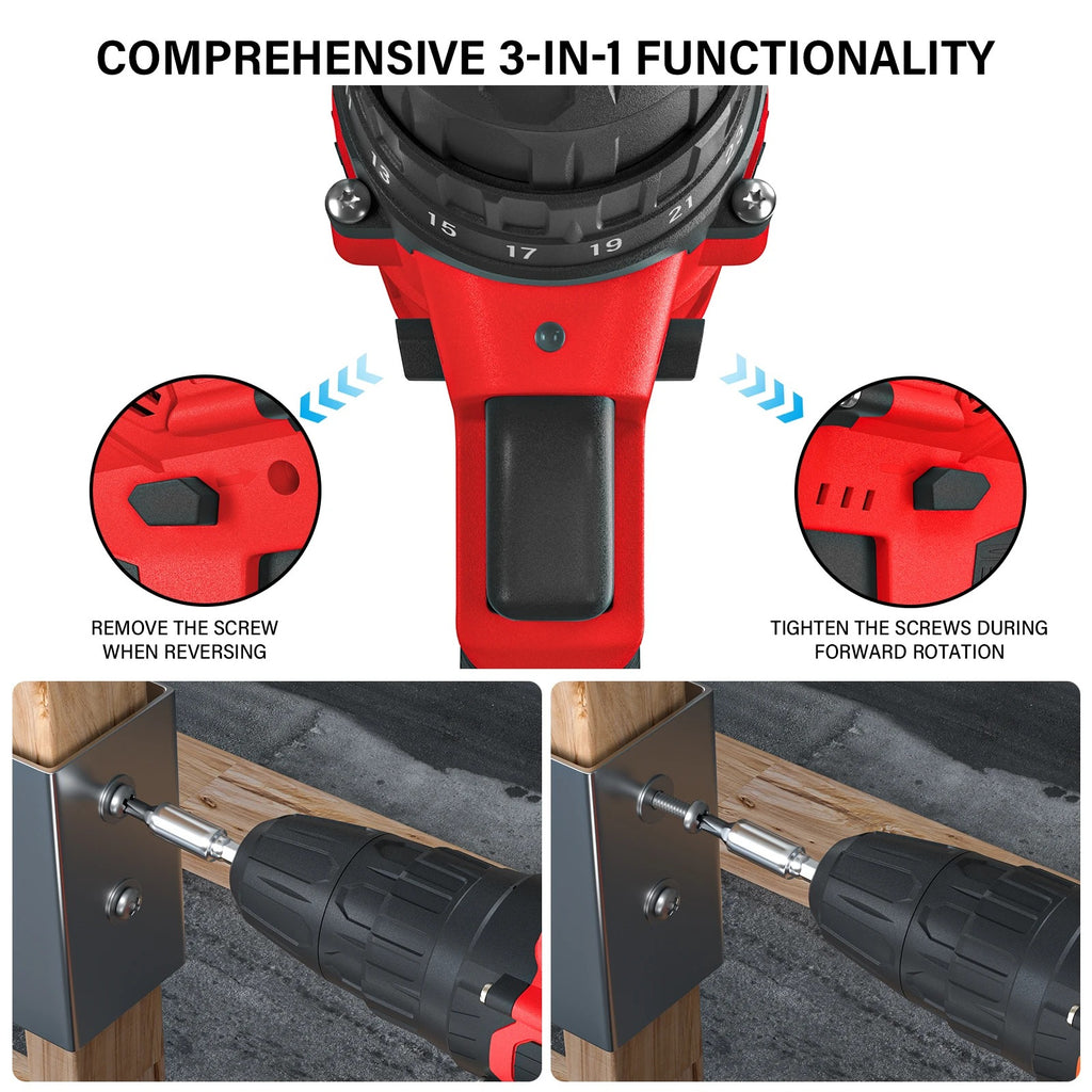 Professional Cordless Drill & Screwdriver Kit – 21V, 45Nm Torque, 2-Speed Gearbox & 29 Accessories