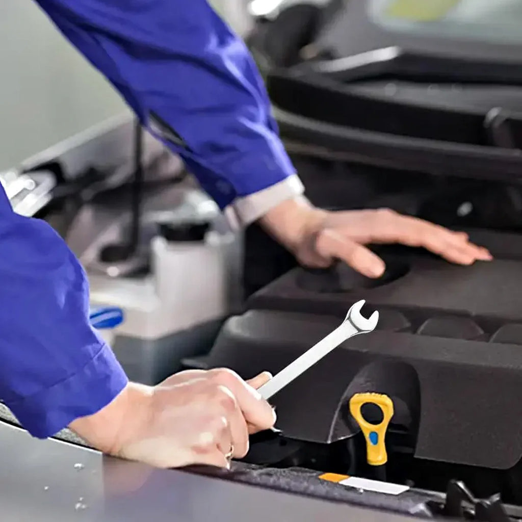 12pcs Metric Ratchet Spanner Wrench Set 8–19mm | Combination Ratcheting Spanners with Roll-Up Pouch