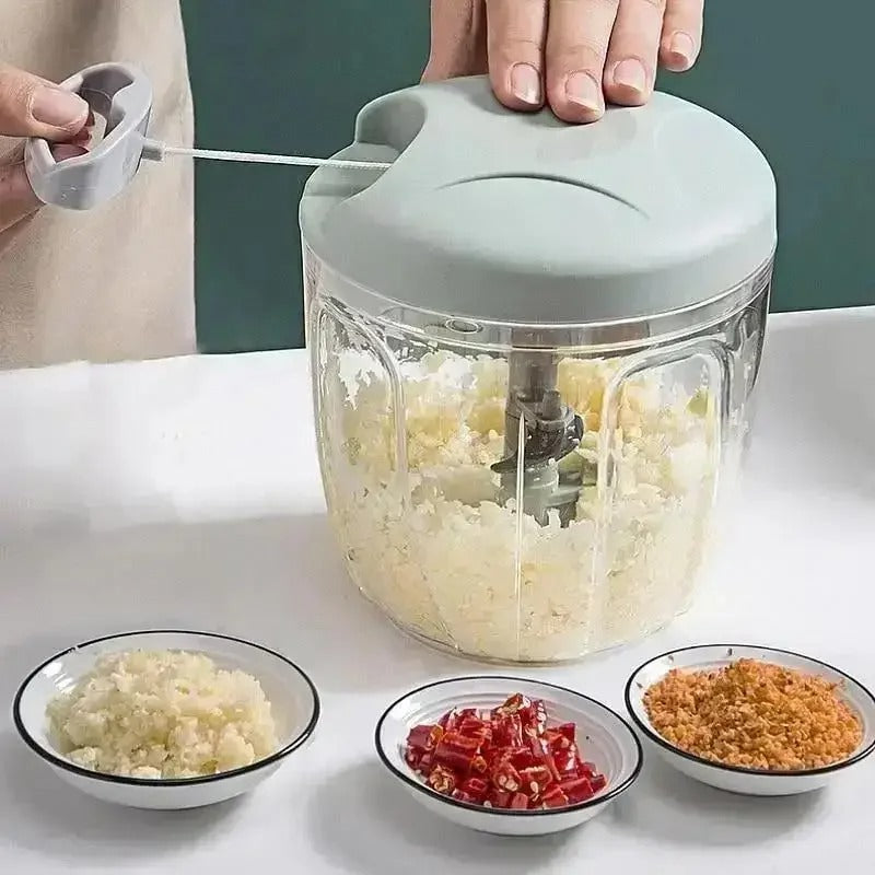 Manual Rotary Garlic & Vegetable Chopper – 500ml/900ml Hand-Powered Food Processor for Kitchen Prep