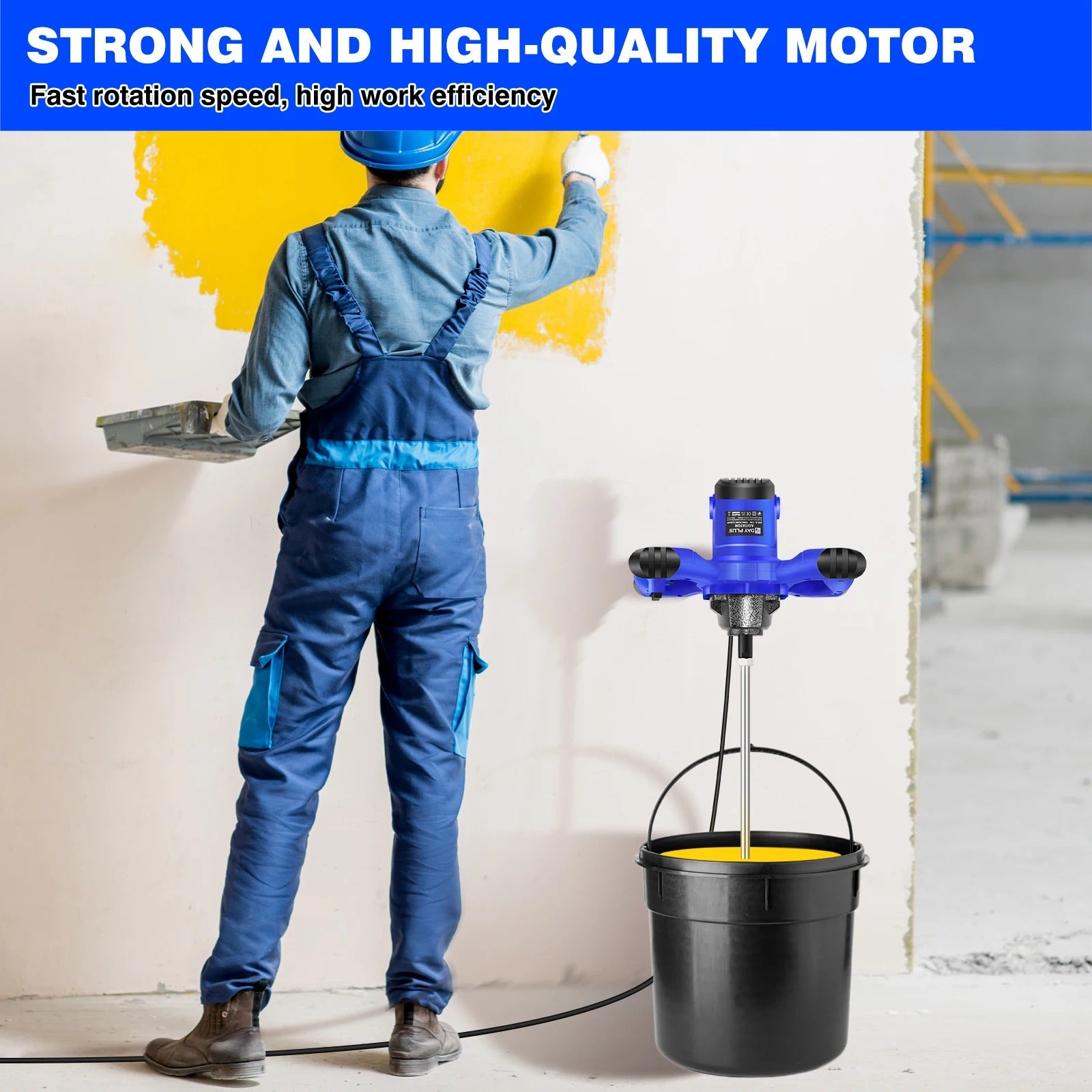 2600W Portable Electric Cement Mixer, 6 Speed Handheld Mixer Stirring Tool for Mixing Grout Paint Mortar Mud Plaster Tool