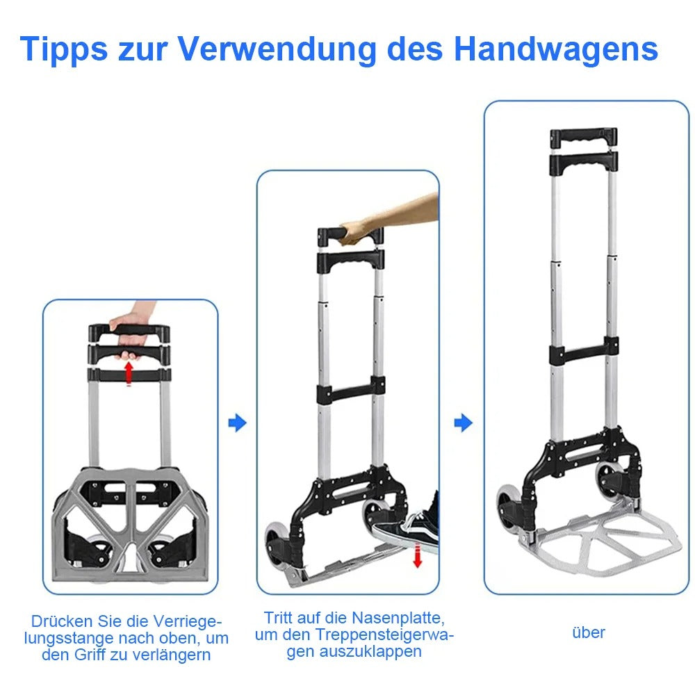 Folding luggage trolley portable hand truck lightweight aluminum luggage home warehouse garden office trolley Load 80KG