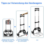 Folding luggage trolley portable hand truck lightweight aluminum luggage home warehouse garden office trolley Load 80KG