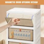 3/4/5 Tier Stackable Storage Boxes with Lids | Foldable Plastic Organiser with Lockable Wheels for Home & Office