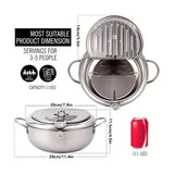 Induction-Compatible Stainless Steel Frying Pot – 2.2L Deep Fryer with Precision Temperature Control & Oil-Saving Design