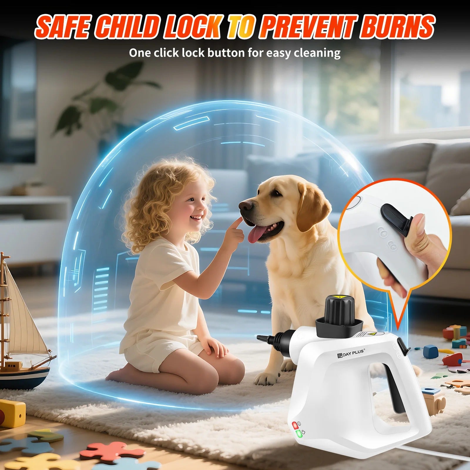 Handheld Steam Cleaner 1000W – High Temperature Chemical-Free Steam Cleaner 400ml for Home, Kitchen, Car & Upholstery Cleaning | Portable Deep Cleaning Sanitiser Tool