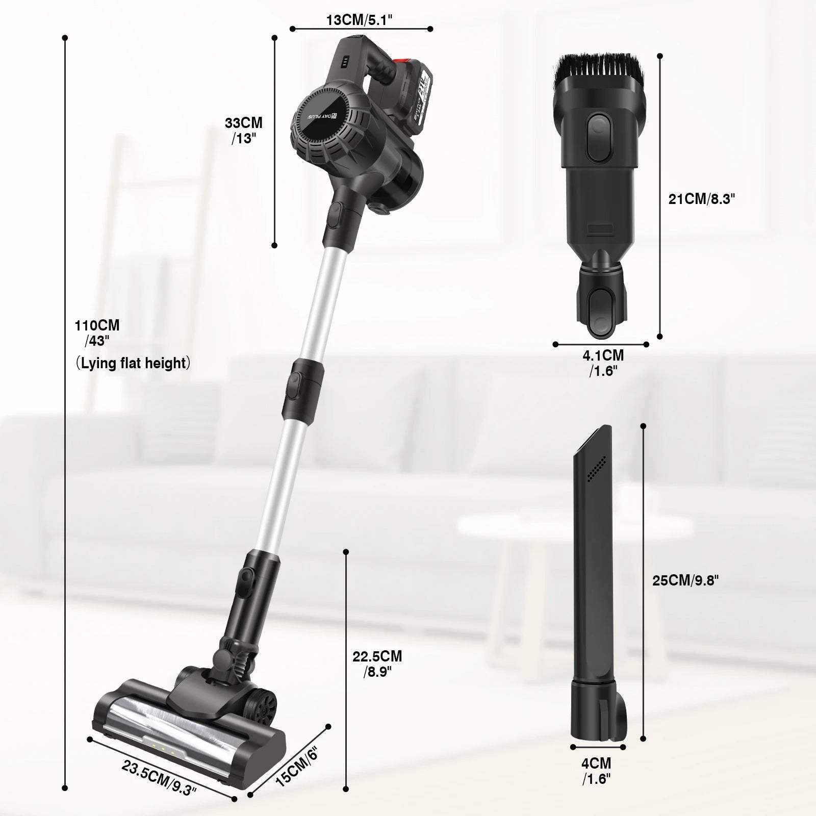 Cordless Upright Stick Vacuum Cleaner,3 In 1 Wireles Handheld Vacuum Cleaner 130000RPM Brushless for Carpets, Hard Floor