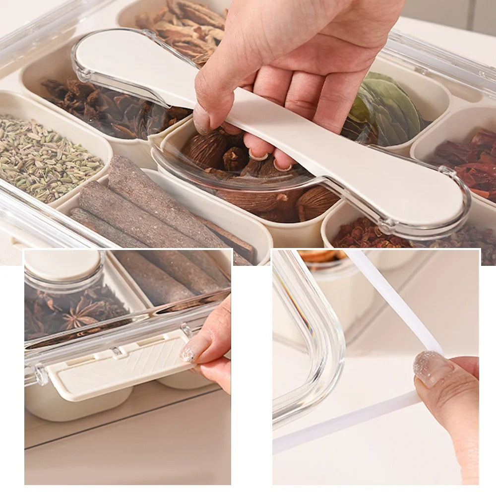 9-Compartment Divided Serving Tray with Lid – PET Snack & Food Storage Box