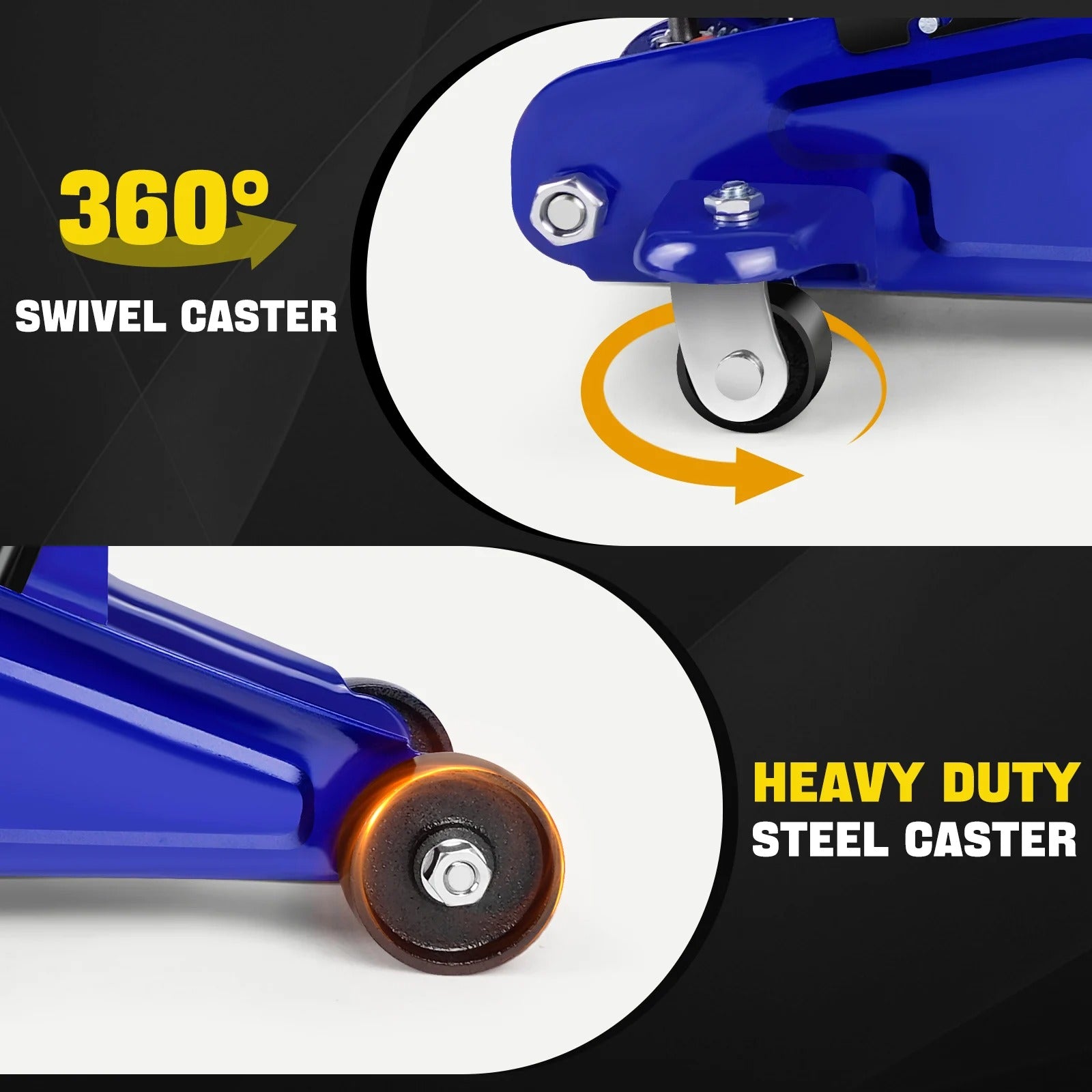 Steel Hydraulic Floor Jack 4000lbs / 2 Ton | Car & Lorry Trolley Jack with Swivel Casters