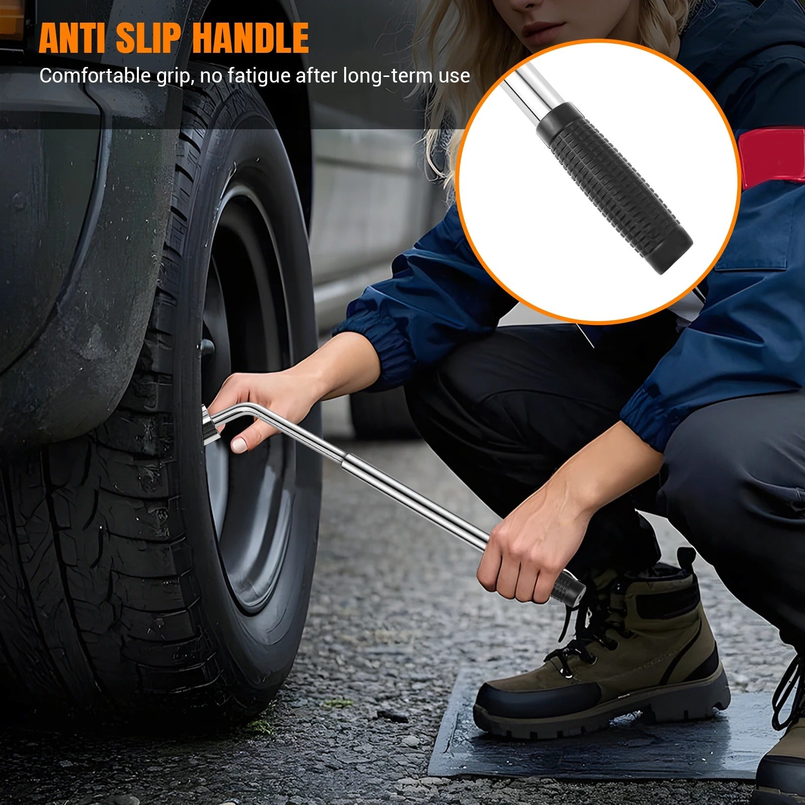 High-Torque Telescopic Wheel Nut Wrench – Universal Extendable Lug Wrench for Roadside Breakdown Emergencies