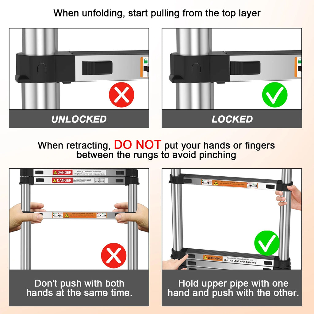 Telescopic Ladder Stainless Steel,load 150kg, Convenient Extendable ,For Pulling Walls, Changing Light Bulbs,Repairing Roofs,RV   4.8   160 Reviews   ౹   2,000+ sold
