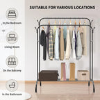 Double-Track Double-Rod Clothes Rail – Free-Standing Metal Coat Hanger with Shoe Rack, Adult & Children Garment Display Stand