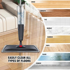 Wet and Dry Spray Mop Floor Wiper with Spray Function with 3 Wiper Pads and Window Scraper, 360° Rotating Mop 700ml