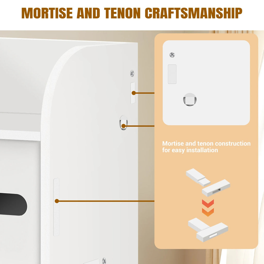 3-Tier Slim Bathroom Storage Cabinet with Doors – Waterproof PVC Floor Organizer for Narrow Spaces
