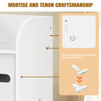 3-Tier Slim Bathroom Storage Cabinet with Doors – Waterproof PVC Floor Organizer for Narrow Spaces