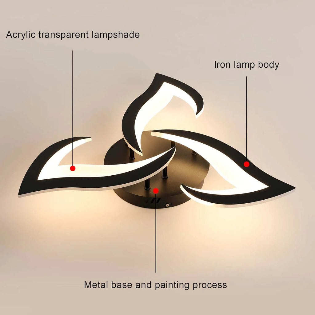 Dimmable 35W LED Ceiling Light with Remote – Black Acrylic Flower Design, 3000K–6500K Adjustable Lighting