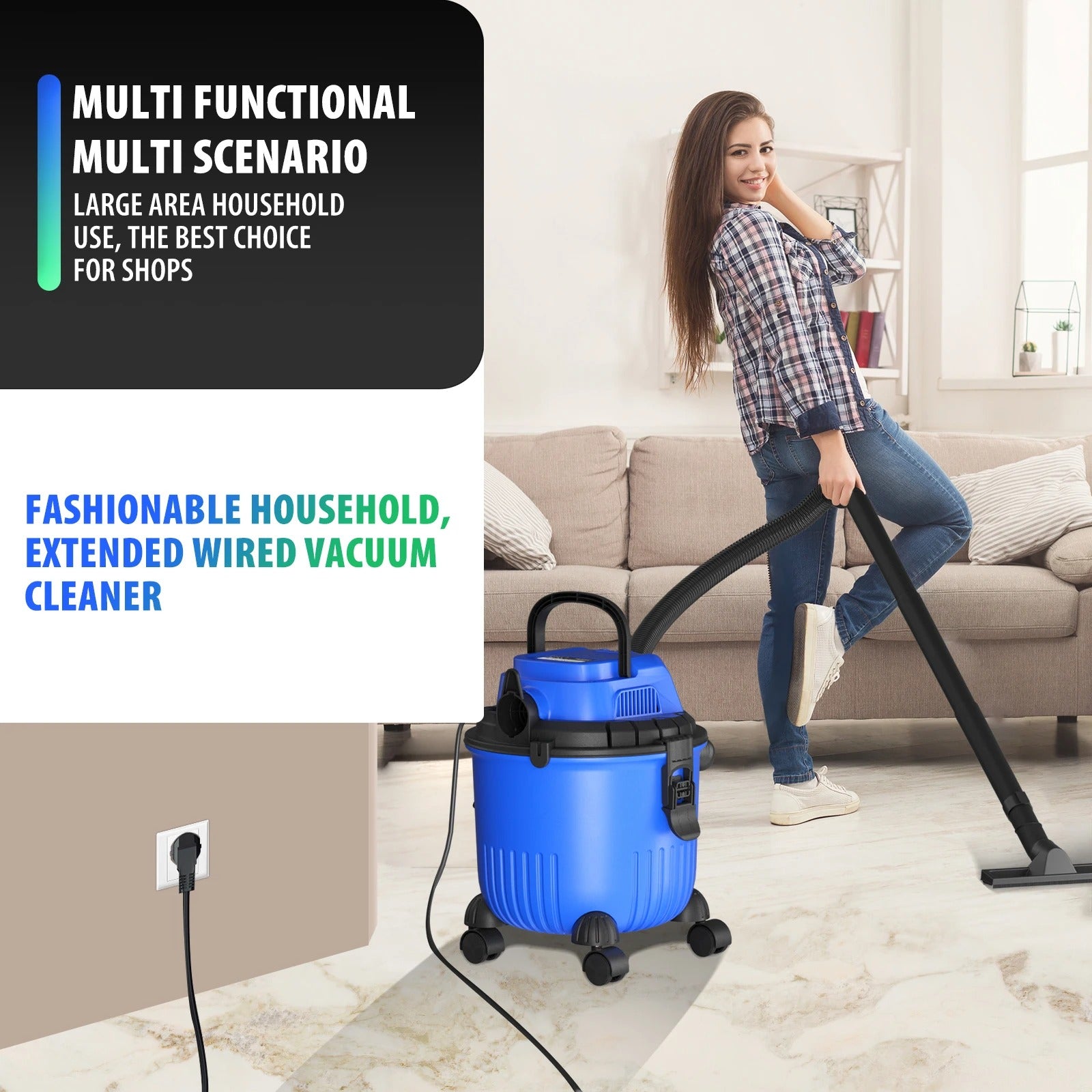 3-in-1 Wet & Dry Vacuum Cleaner with Blower | 15L Bagless Cylinder, 3800W, HEPA Filter