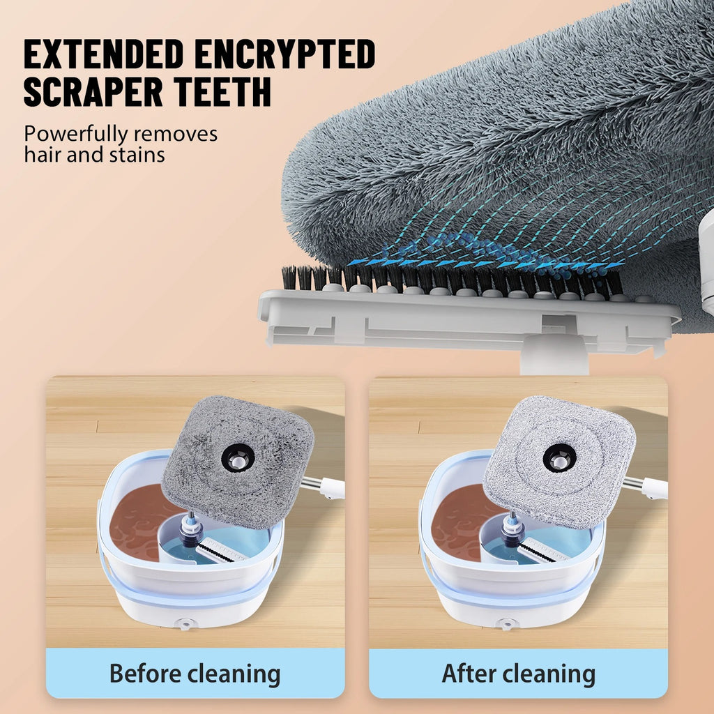 VickHome 360° Turbo Spin Mop and Bucket Set with 2.5L Capacity, Stainless Steel Handle & 3 Mop Heads