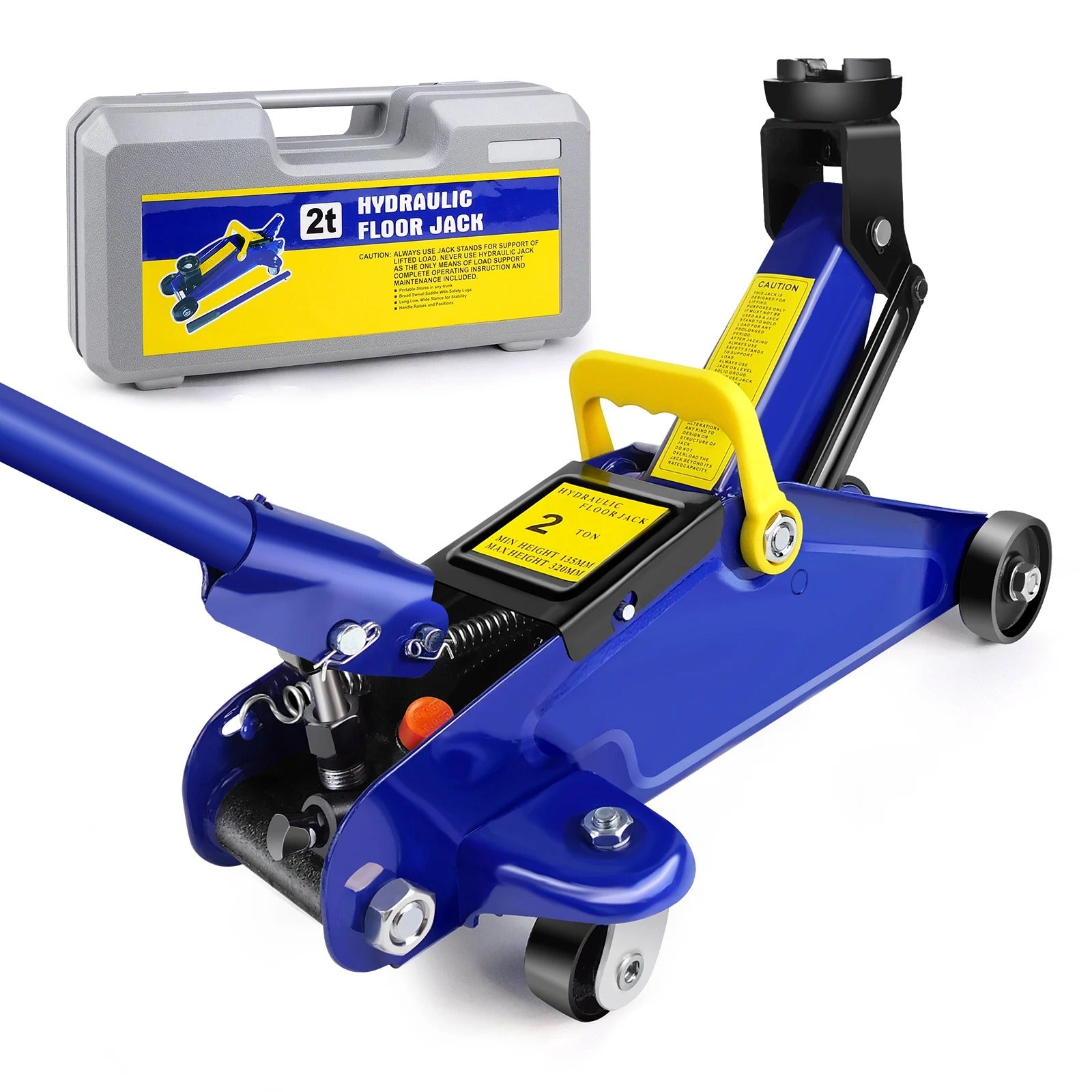 Steel Hydraulic Floor Jack 4000lbs / 2 Ton | Car & Lorry Trolley Jack with Swivel Casters