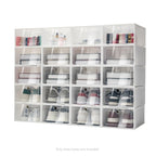20/24PCS Foldable Clear Shoe Boxes Set – Stackable Plastic Shoe Rack Storage Container for Home Organizer 33×23×14cm