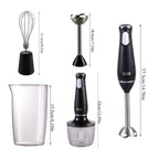 800W 4-in-1 Hand Blender Set – Professional Immersion Blender with Whisk, Chopper & Beaker – Black