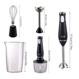 800W 4-in-1 Hand Blender Set – Professional Immersion Blender with Whisk, Chopper & Beaker – Black
