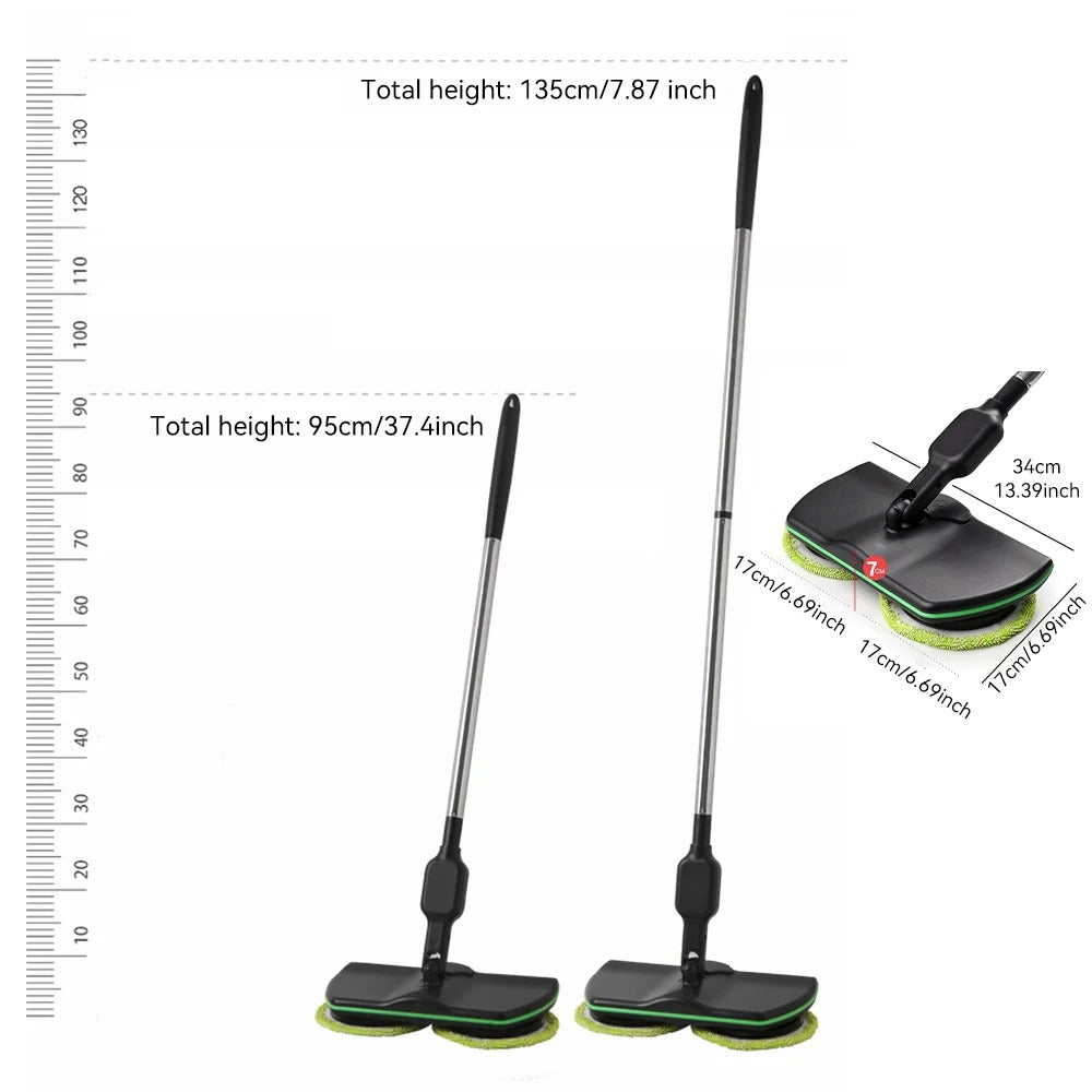 Electric Spin Mop – 2-in-1 Floor Scrubber & Polisher with 180° Swivel for Tile & Hardwood