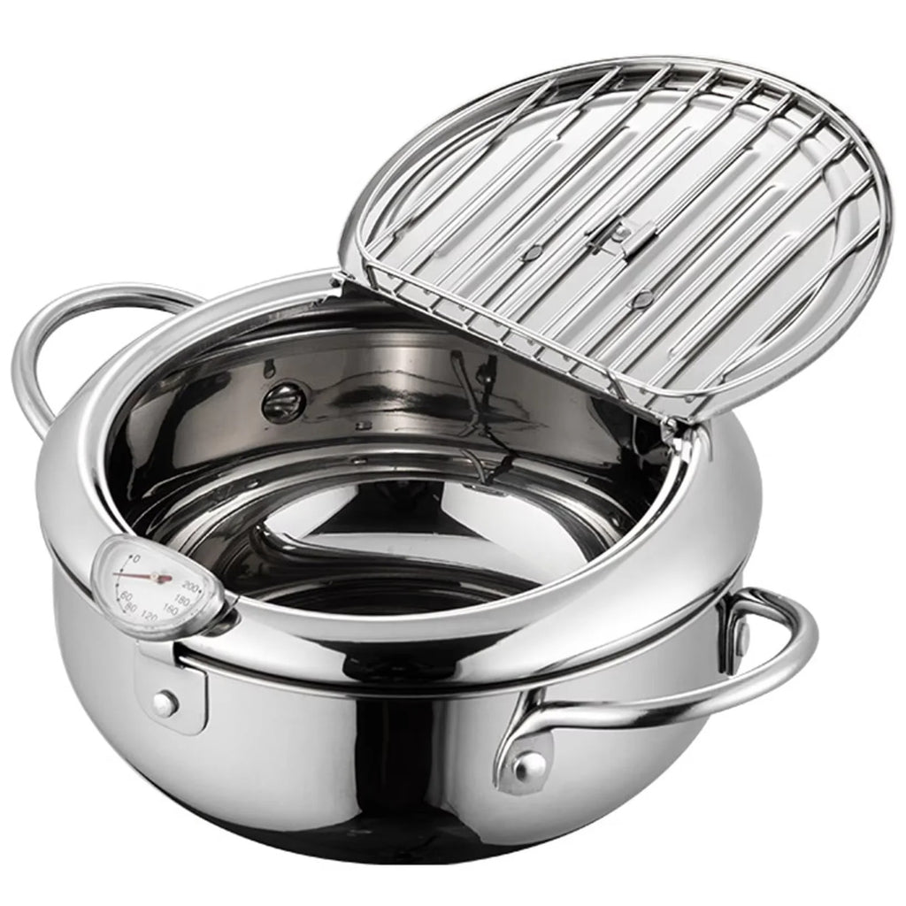 Induction-Compatible Stainless Steel Frying Pot – 2.2L Deep Fryer with Precision Temperature Control & Oil-Saving Design