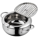 Induction-Compatible Stainless Steel Frying Pot – 2.2L Deep Fryer with Precision Temperature Control & Oil-Saving Design