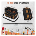 17-Inch Heavy-Duty Tool Tote Bag – Waterproof Multi-Pocket Organizer for Electricians & Mechanics