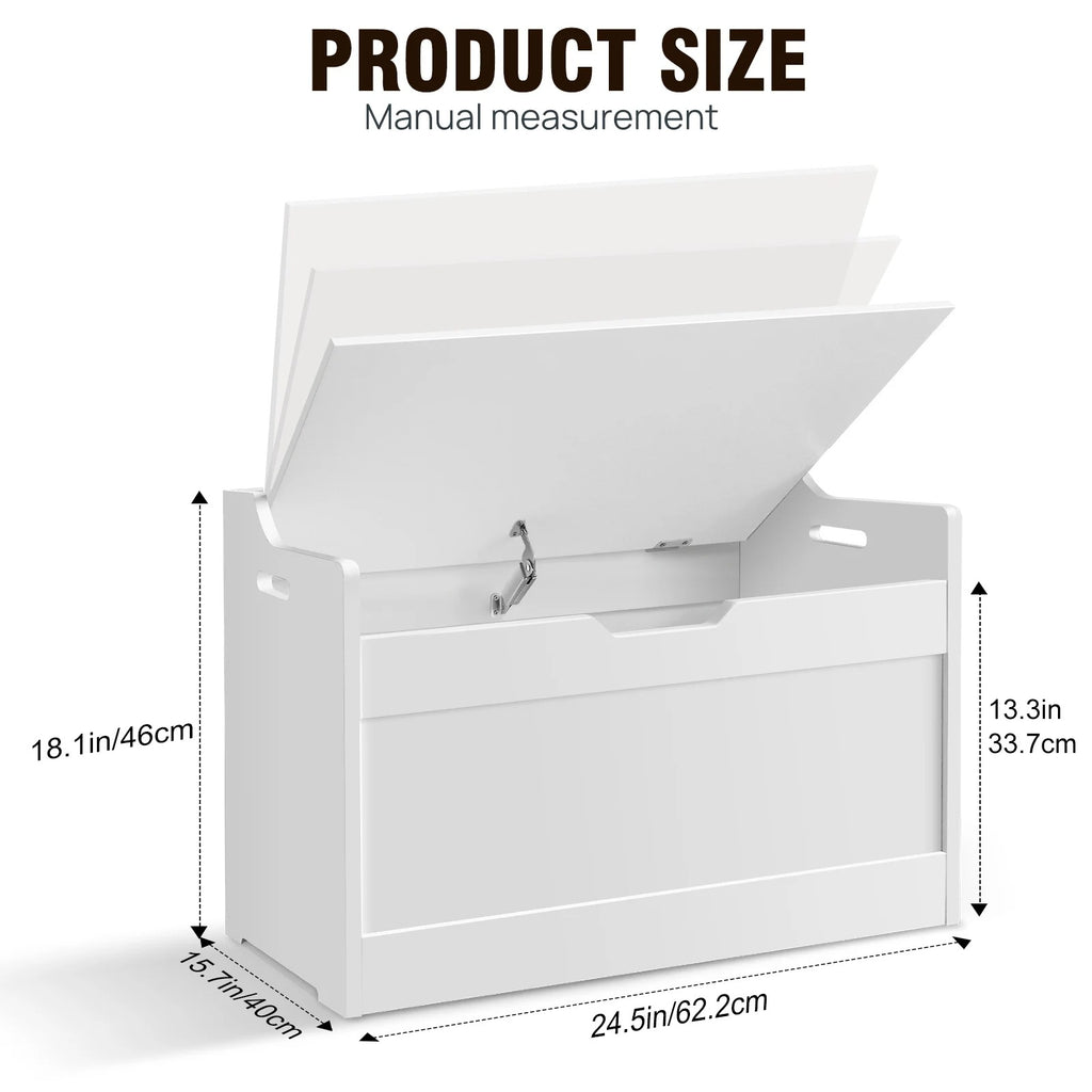 Wooden Storage Bench with Lid – 2-in-1 Toy & Blanket Box, Large Capacity with Safety Hinges