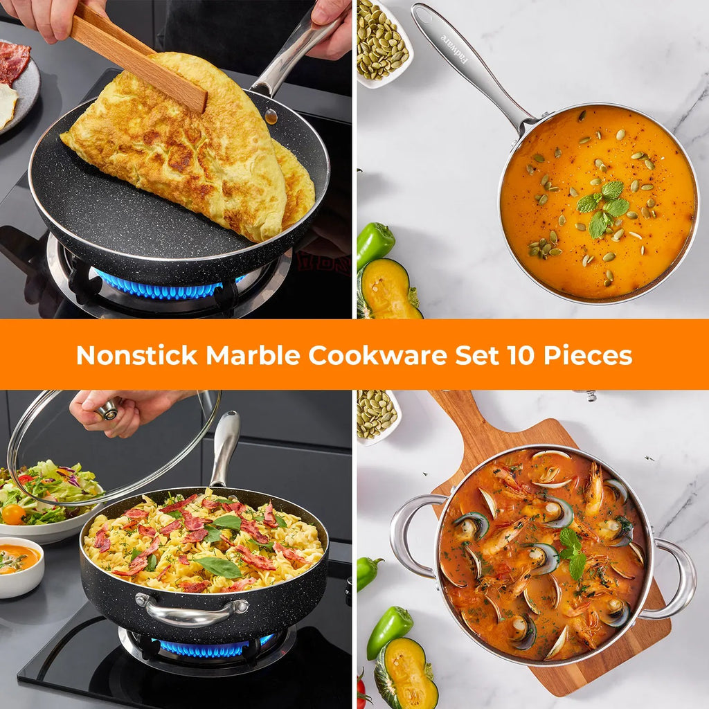 Premium Aluminium Non-Stick Pot & Pan Set (10pc) – Oven-Safe, Dishwasher-Safe & Induction-Ready