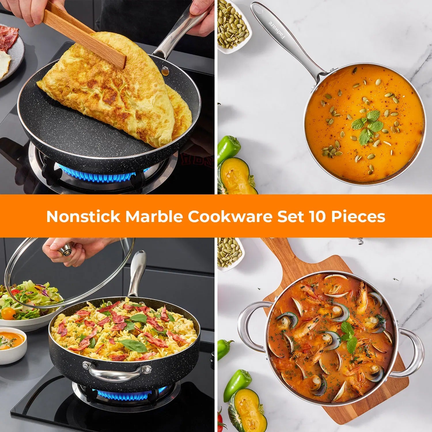 Premium Aluminium Non-Stick Pot & Pan Set (10pc) – Oven-Safe, Dishwasher-Safe & Induction-Ready