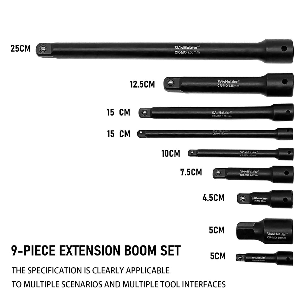 9-Piece Impact Extension Bar Set (1/4", 3/8", 1/2" Drive)