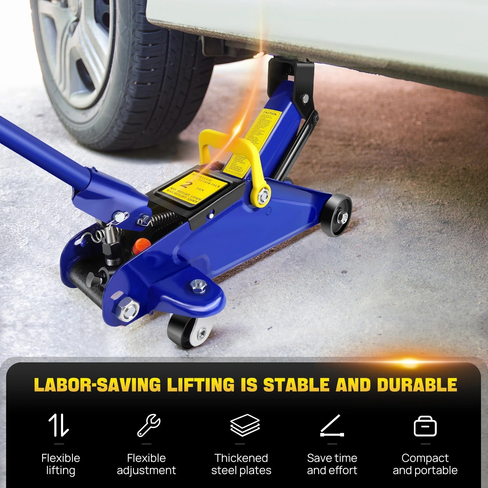 2-Ton Hydraulic Trolley Jack – Heavy-Duty Steel Floor Jack for Cars & Vans (135–320mm Lift)