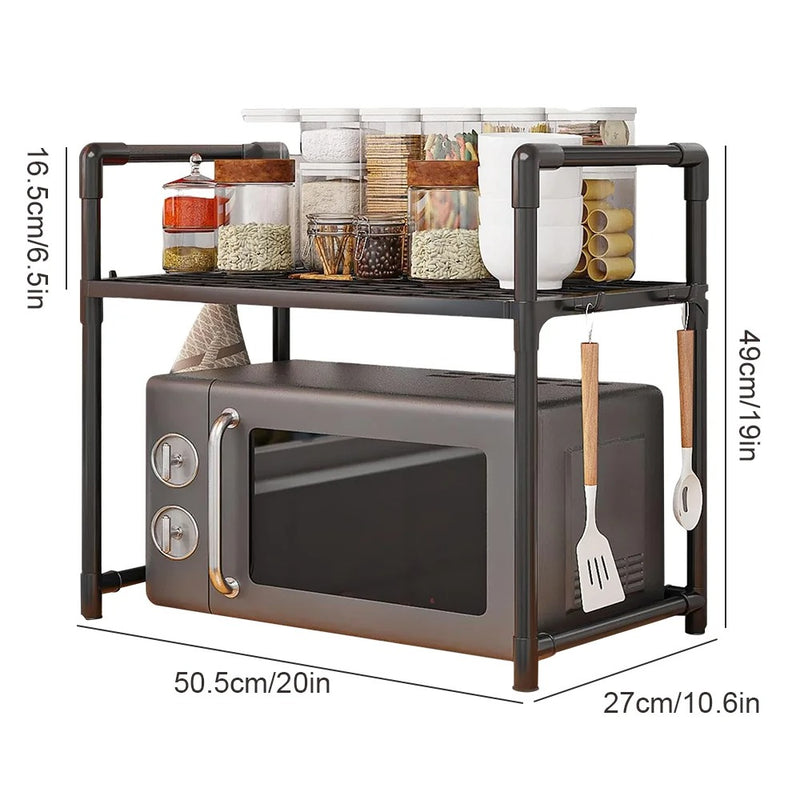 Kitchen Storage Organiser Rack – Heavy-Duty Countertop Shelf for Microwave, Oven & Kitchen Accessories