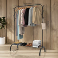 Double-Track Double-Rod Clothes Rail – Free-Standing Metal Coat Hanger with Shoe Rack, Adult & Children Garment Display Stand