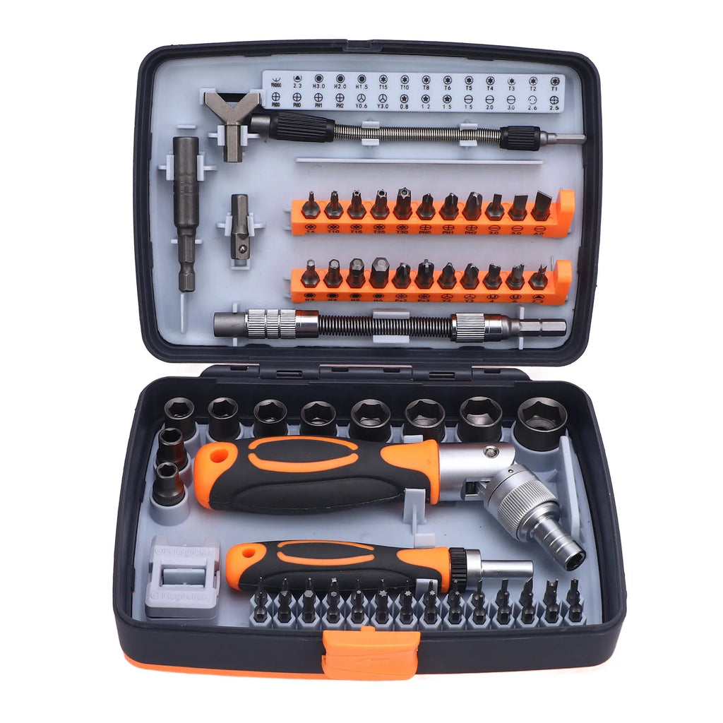 Professional 68-Piece Ratchet Screwdriver Toolkit – Cr-V Steel Magnetic Bits, Flexible Extension Rods & Storage Box