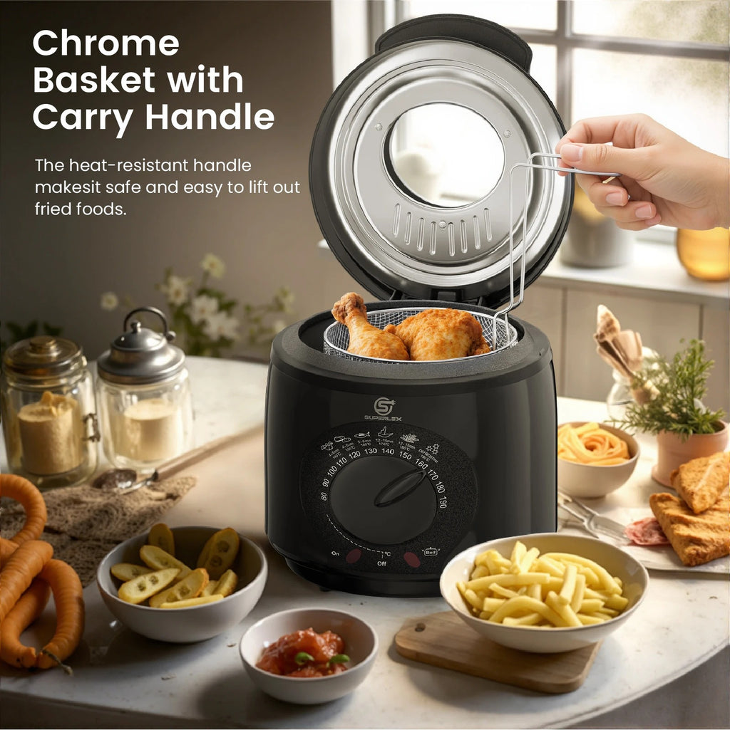 Mini Deep Fat Fryer – 850W-950W Electric Chip Fryer with Removable Oil Tank & Cool-Touch Housing