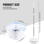 VickHome 360° Turbo Spin Mop and Bucket Set with 2.5L Capacity, Stainless Steel Handle & 3 Mop Heads