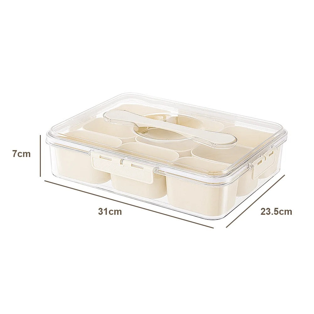 9-Compartment Divided Serving Tray with Lid – PET Snack & Food Storage Box