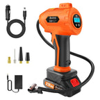 Portable Electric Car Tyre Pump, 180PSI High-Pressure Air Compressor, 21V Rechargeable & 12V Car Adapter