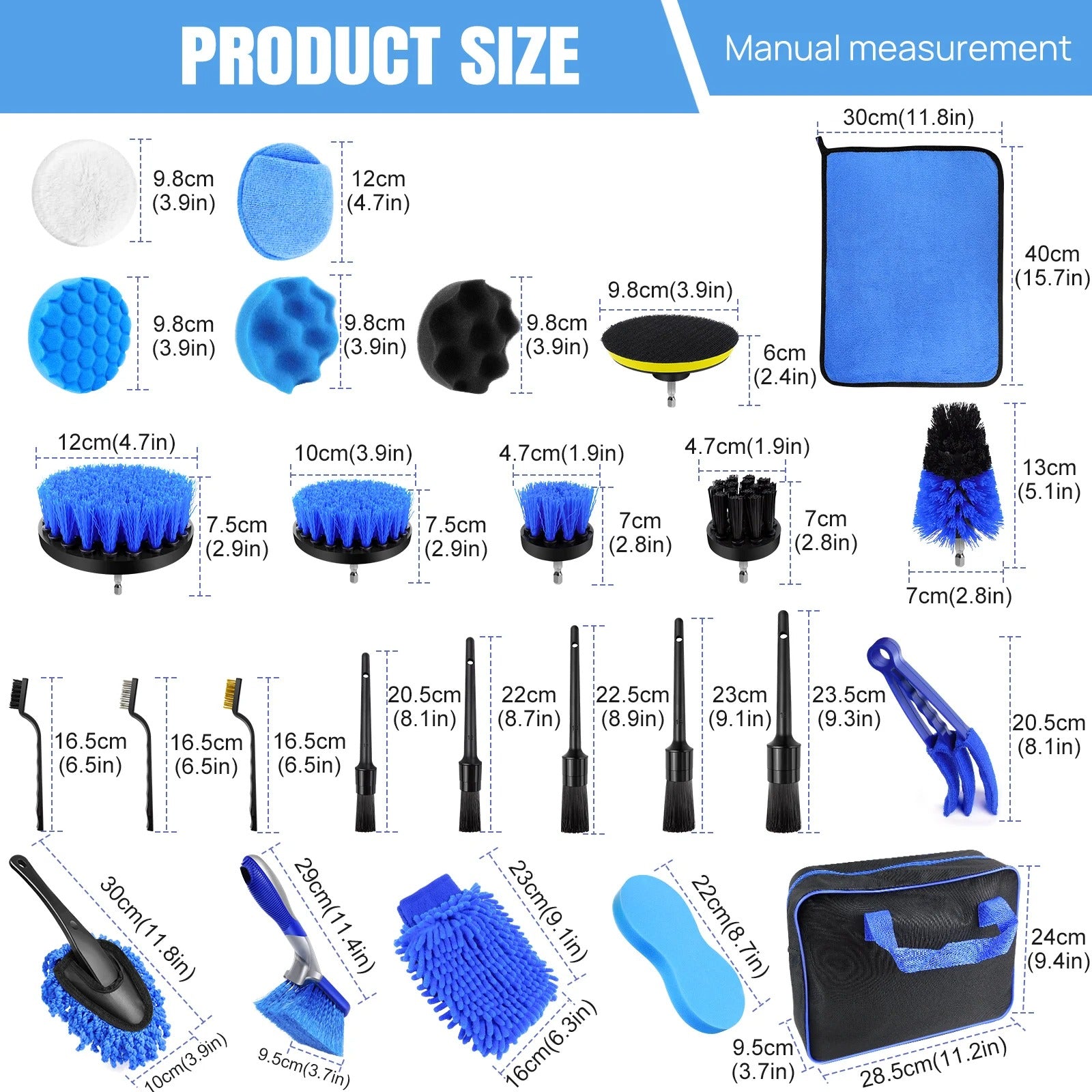 29PCS Car Detailing Brush Kit – Complete Auto Cleaning Set for Interior, Wheels, Vents & Polishing