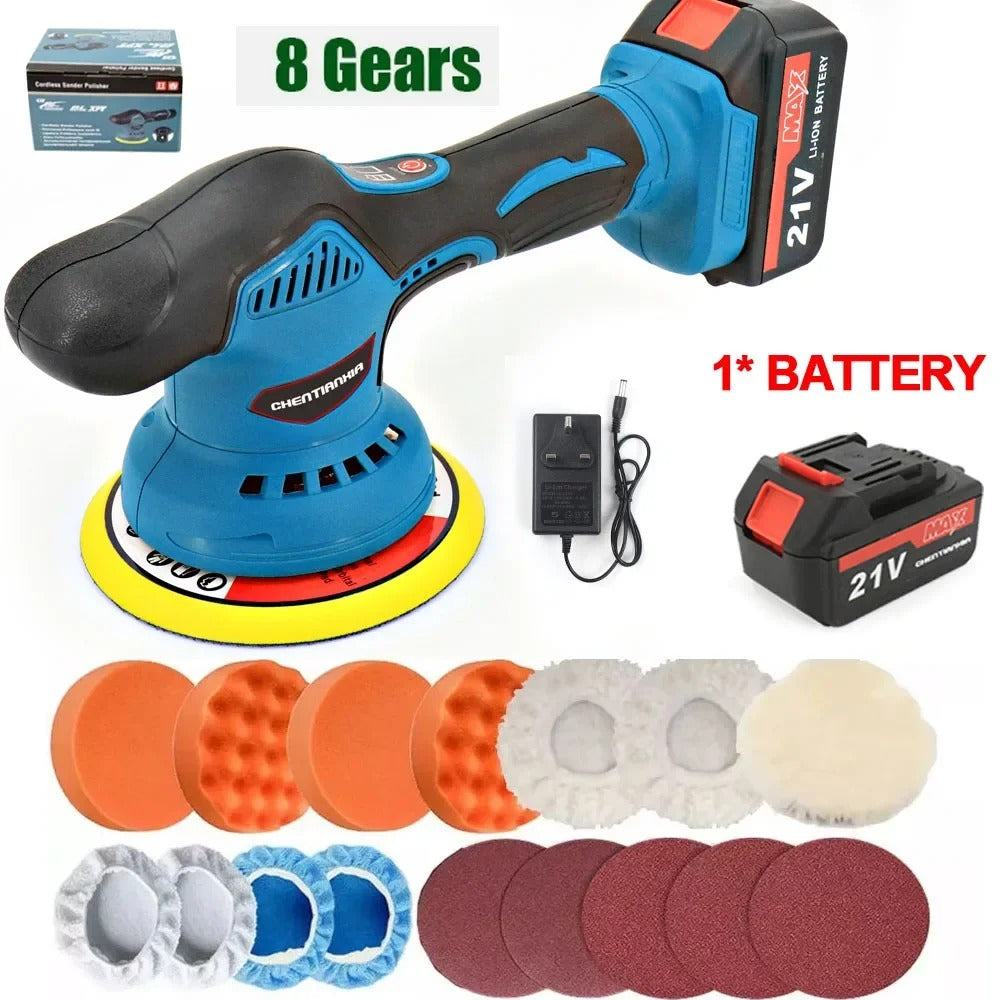 125mm Cordless Eccentric Polisher Set – High-Performance 380W Buffer for Car Detailing & Home DIY