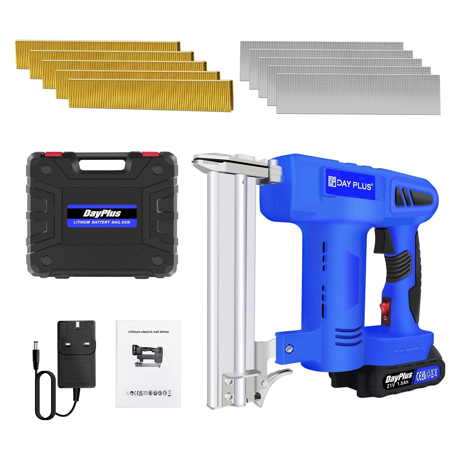 Electric Nail Gun & Stapler Kit – 2-in-1 Heavy Duty Tacker with Battery, Charger & 1000-Piece Accessory Set