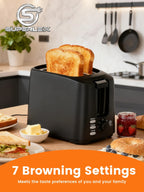 2-Slice Stainless Steel Toaster – Wide-Slot Breakfast Machine with 6 Browning Levels & Auto Pop-Up