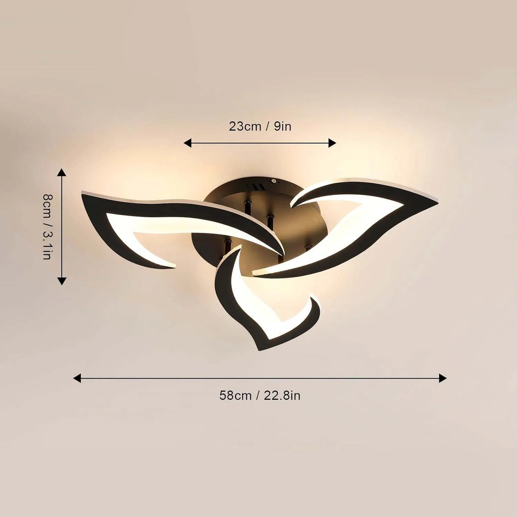 Dimmable 35W LED Ceiling Light with Remote – Black Acrylic Flower Design, 3000K–6500K Adjustable Lighting