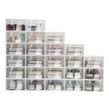 20/24PCS Foldable Clear Shoe Boxes Set – Stackable Plastic Shoe Rack Storage Container for Home Organizer 33×23×14cm