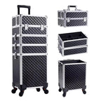 Makeup Trolley Case Detachable 4 in 1 Alloy Train Briefcase for Nail Manicure on Wheels Lock Salon Large Capacity Storage Case